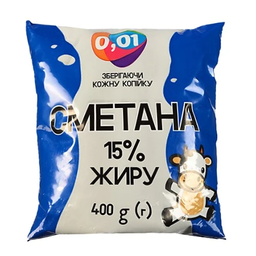 Сметана 0.01 15% жирності 400г