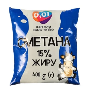 Сметана 0.01 15% жирності 400г