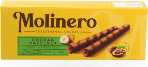 Вафельні трубочки Molinero 140г какао фундук