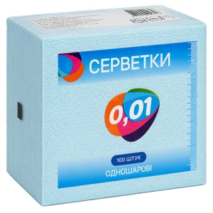 Серветки 0.01 100шт блакитні