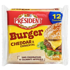 Сир плавлений «President Burger» з Чеддером та Ементалем для бургерів 40% 200 г