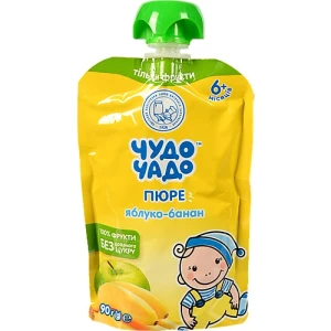 Пюре для дітей від 6міс Яблуко-банан Чудо-чадо д/п 90г