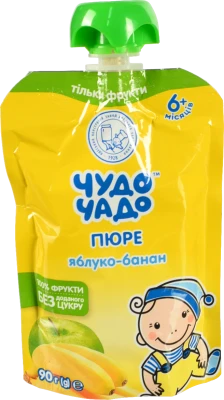 Пюре для дітей від 6міс Яблуко-банан Чудо-чадо д/п 90г