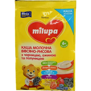 Каша Milupa 210г молочна вівсяно-рисова чорниця ожина полуниця д.діт. від 6 міс.