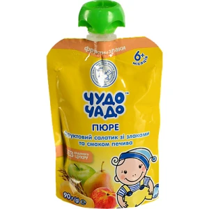 Пюре Чудо Чадо 90г Фруктовий Салат без цукру з печивом та злаками