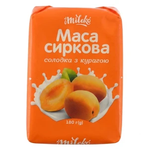 Маса сиркова солодка з курагою ТМ «Mileko», 8%, 180 г