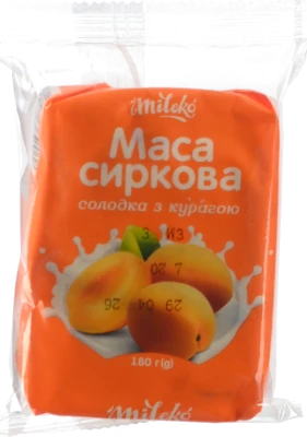 Маса сиркова солодка з курагою ТМ «Mileko», 8%, 180 г