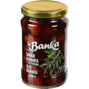 Оливки The Banka 300г каламата з кiсточкою скло