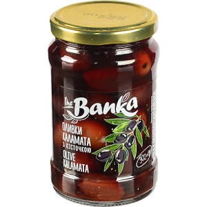 Оливки The Banka 300г каламата з кiсточкою скло