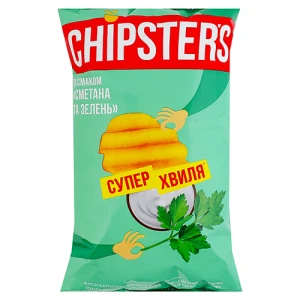 Чiпси Chipster's 95г велика хвиля сметана та зел.