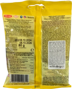 Цукерки жувальні Sour Rainbow Spaghetti Bebeto м/у 80г