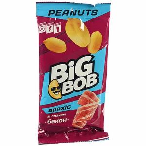 Арахіс Big Bob смажений солоний зі смаком «Бекон», 60 г