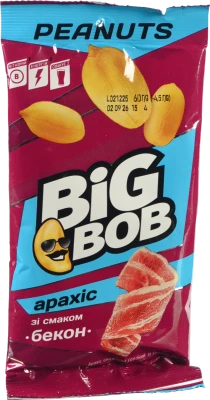 Арахіс Big Bob смажений солоний зі смаком «Бекон», 60 г