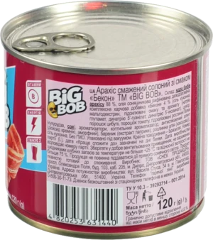 Арахіс Big Bob смажений солоний зі смаком «Бекон», 120 г