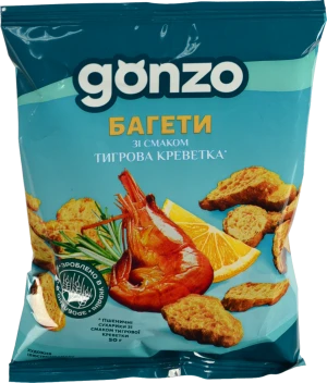 Сухарики Gonzo 50г пшеничні тигрова креветка