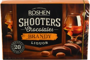 Цукерки шоколадні Brandy-liquor Shooters Roshen к/у 150г