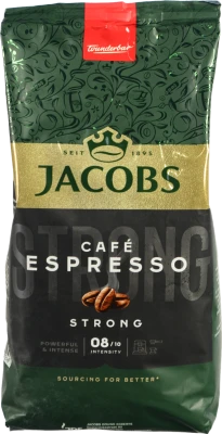 Кава натуральна смажена в зернах Strong Espresso Jacobs м/у 500г