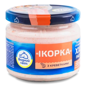Продукт з ікрою океанічної риби та креветками пастеризований Ікорка Водний світ с/б 250г