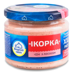 Продукт з ікрою океанічної риби та лососем пастеризований Ікорка Водний світ с/б 250г