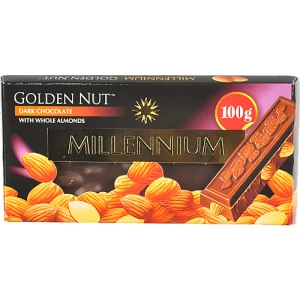 Шоколад чорний з цілим мигдалем Golden Nut Millennium к/у 100г