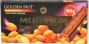 Шоколад чорний з цілим мигдалем Golden Nut Millennium к/у 100г