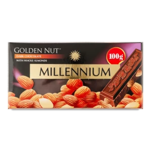 Шоколад чорний з цілим мигдалем Golden Nut Millennium к/у 100г