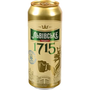Пиво світле пастеризоване «Львівське 1715», 4,5% об., 0,48 л, б.м.