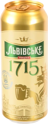 Пиво світле пастеризоване «Львівське 1715», 4,5% об., 0,48 л, б.м.