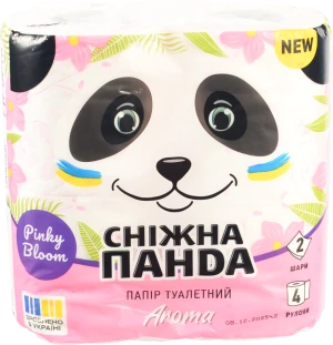 Папір туалетний 2-х шаровий Aroma Сніжна панда 4шт