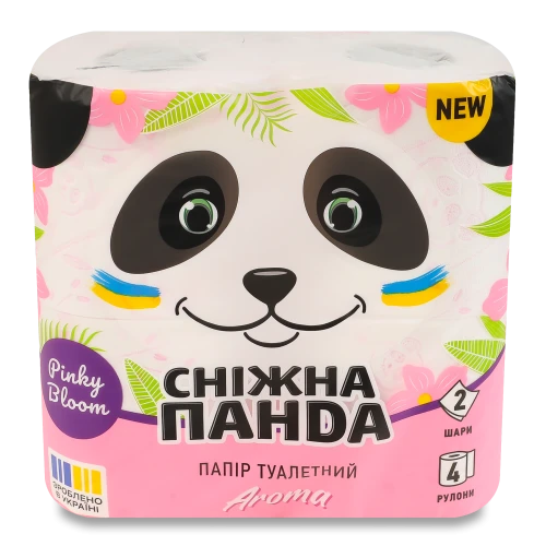 Папір туалетний 2-х шаровий Aroma Сніжна панда 4шт
