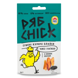Сушені курячі слайси РябChick з соєвим соусом 30г