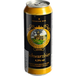 Пиво темне пастеризоване фільтроване Schwarzbier ТМ «Klostergarten», 4,5%, 0,5 л, б.м.