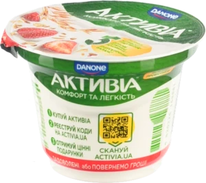 Біфідойогурт Активіа 180мл 2.2% полуниця злаки ст.