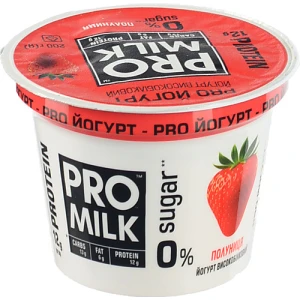 Йогурт Pro Milk 200г 3% полуниця високобілковий ст