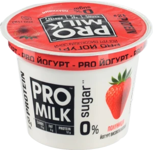Йогурт Pro Milk 200г 3% полуниця високобілковий ст