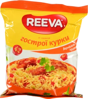 Вермішель швидкого приготування Reeva зі смаком гострої курки 60г