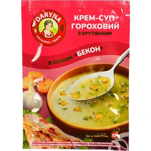 Крем-суп гороховий Daryna зі смаком «Бекон» з крутонами 18г
