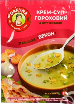 Крем-суп гороховий Daryna зі смаком «Бекон» з крутонами 18г