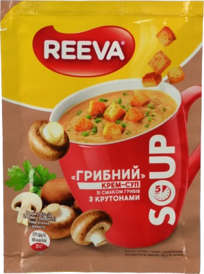 Крем-суп Reeva «Грибний» зі смаком грибів з крутонами 15,5г
