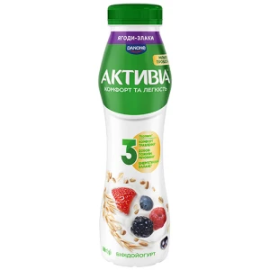 Біфідойогурт Активіа 260г 1.2 ягоди-злаки пет