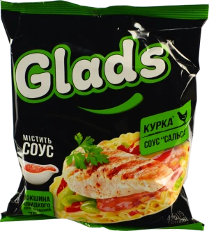 Локшина швидкого приготування Glads з куркою та соусом Сальса 75г, пачка