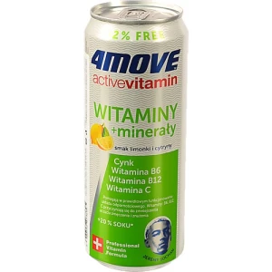 Напій безалкогольний газований зі смаком лимона та лайма Vitality 4move з/б 330мл