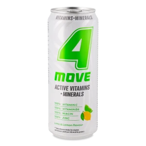 Напій безалкогольний газований зі смаком лимона та лайма Vitality 4move з/б 330мл