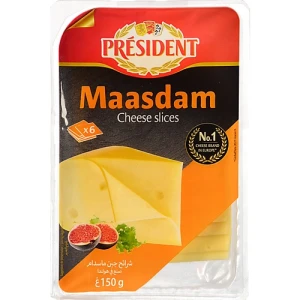 Сир твердий «President Maasdam» 45% 150 г, нарізаний скибочками