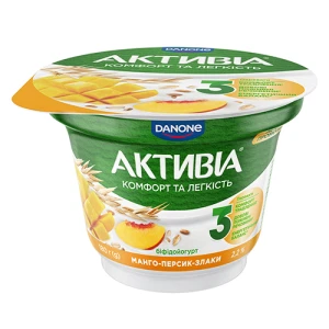 Активіа Біфідойогурт Манго-Персик-Злаки 2,2% 180г