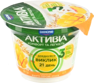Активіа Біфідойогурт Манго-Персик-Злаки 2,2% 180г