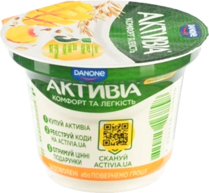 Активіа Біфідойогурт Манго-Персик-Злаки 2,2% 180г