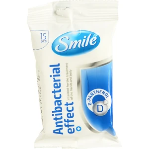 Серветки вологі з соком подорожника Antibacterial Smile 15шт