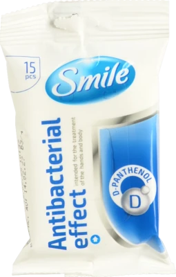 Серветки вологі з соком подорожника Antibacterial Smile 15шт