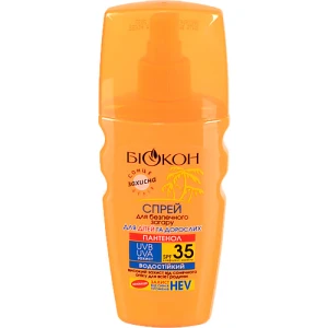 Спрей для засмаги водостійкий з пантенолом SPF 35 Біокон 160мл